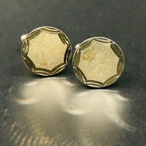 Vintage Dante Gold Tone Cufflinks – Mid Century Modern Textured Geometric Round